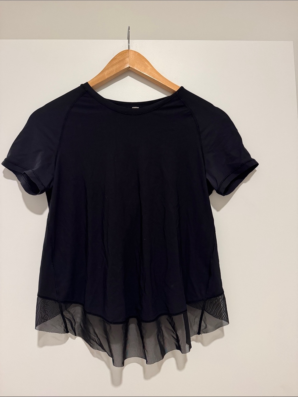 Lululemon Women's Short Sleeve Top with Sheer Hem and open cross back